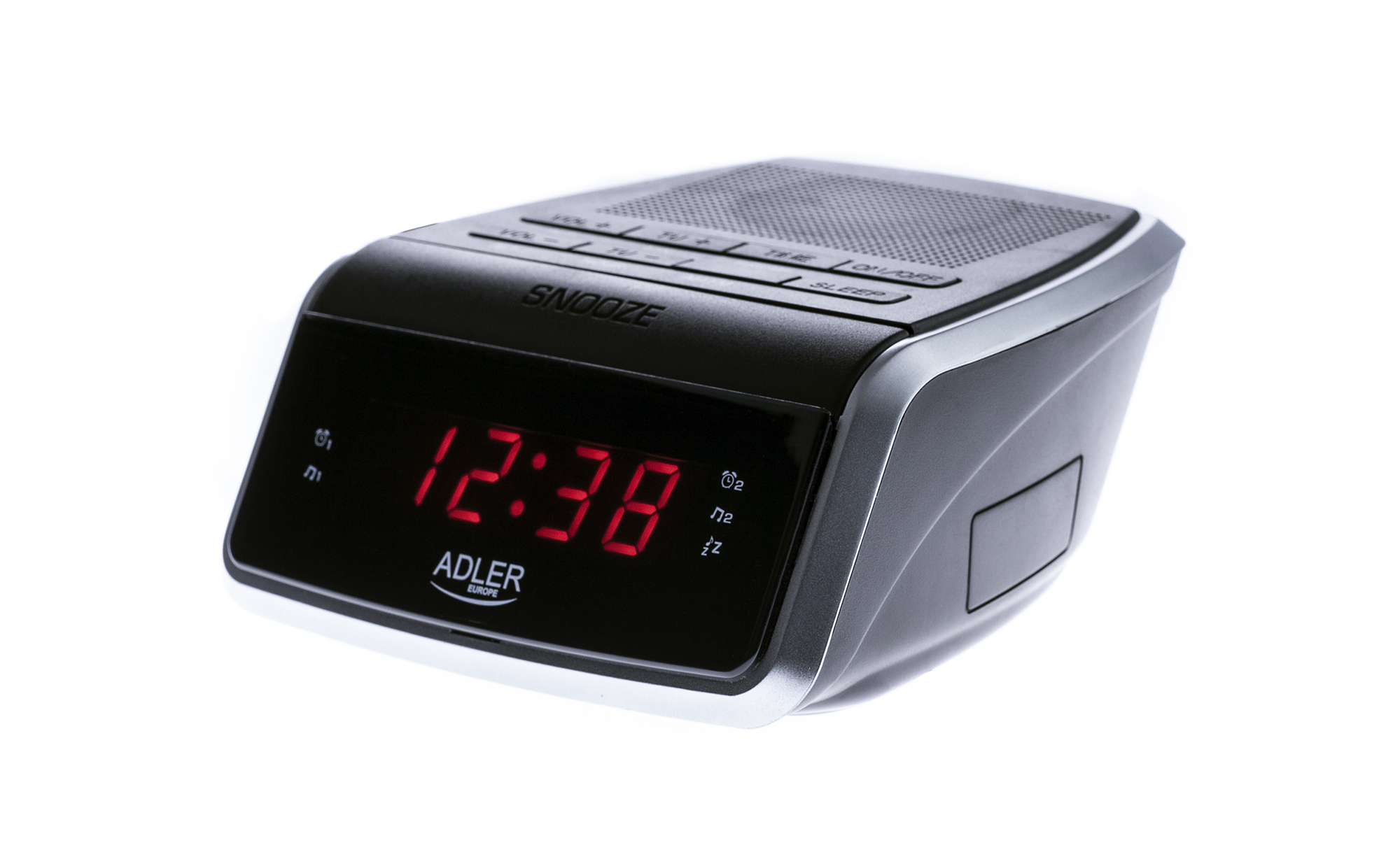 ADLER AD1157 Radiodespertador Digital AM-FM, Gran Pantalla LED, Dos Alarmas, 10 Pre sintonías, Función SNOOZE
