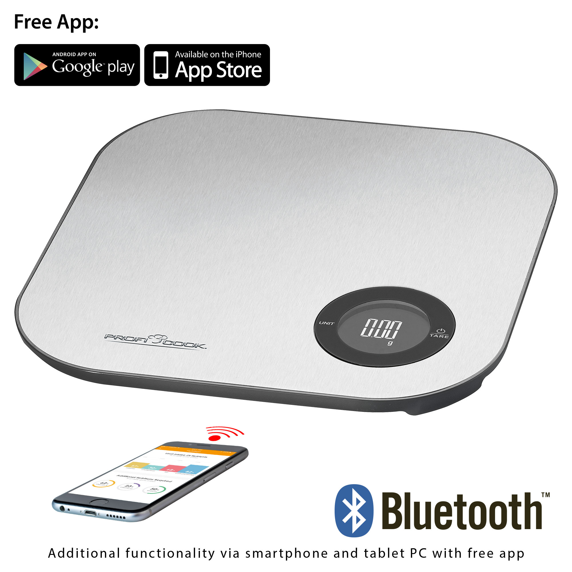 Báscula de cocina digital dietetica nutricional bluetooth Proficook kw 1148