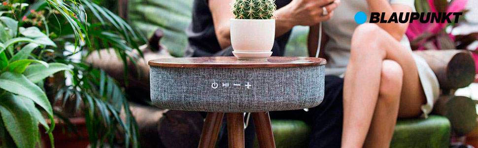 Blaupunkt BLP500 Mesa de diseño Madera Nogal con altavoz Bluetooth