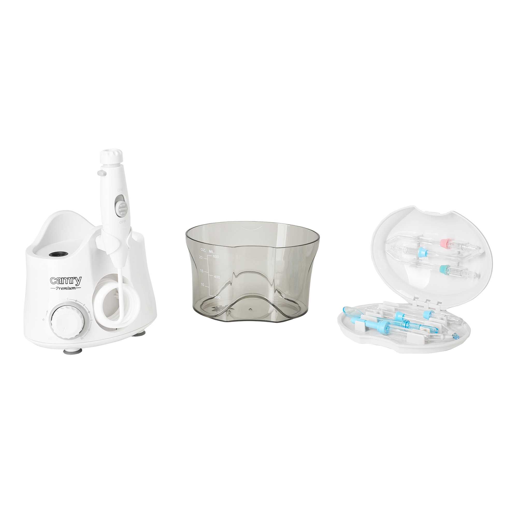 CAMRY CR-2172 Irrigador Bucal Portátil con 7 Boquillas, Multifuncional 600ml Irrigador Dental, Profesional, Limpieza de Dientes de Ortodoncia y Dientes de Implante, Lavado Pulsado de Dientes