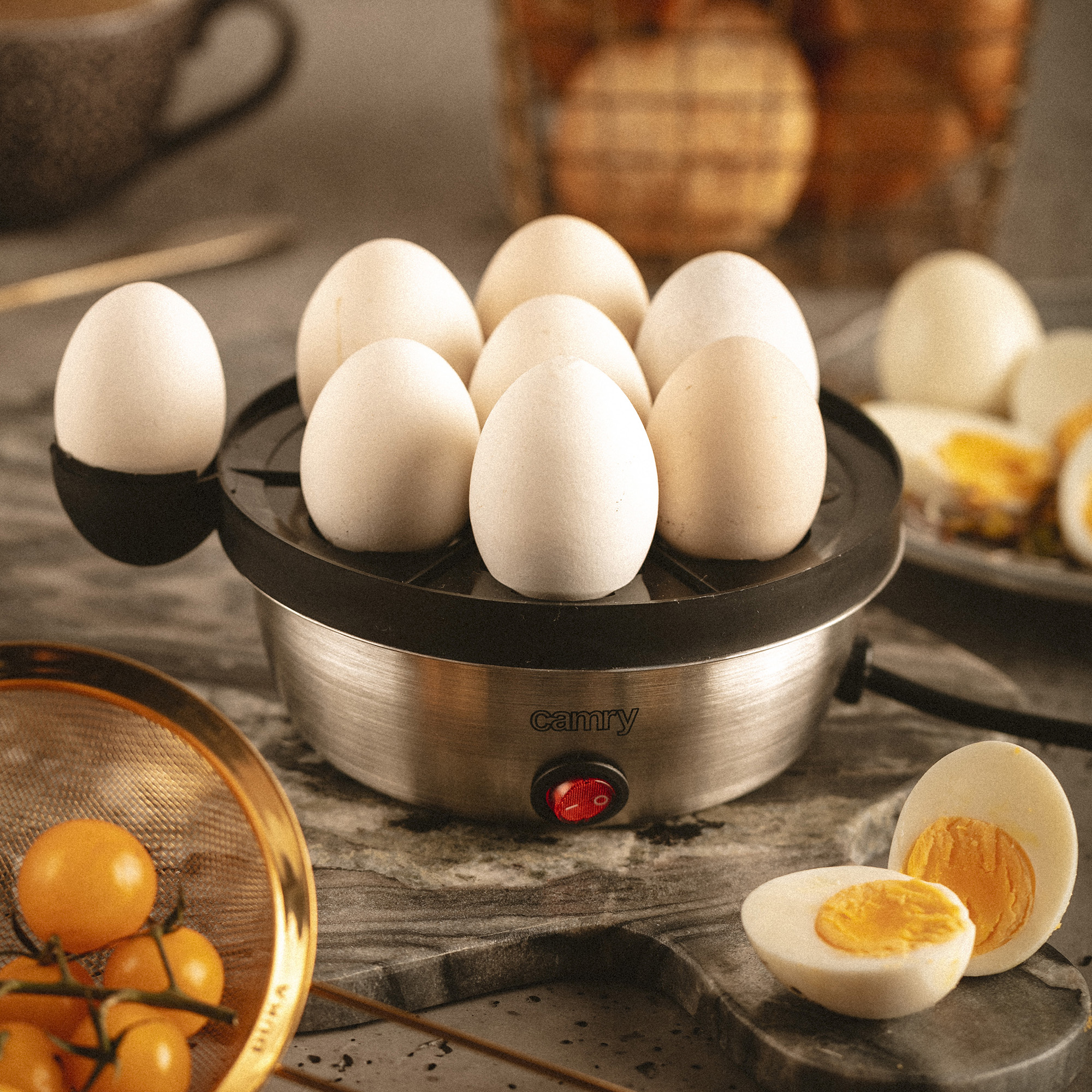 CAMRY CR-4482 Electric Egg Cooker for 7 Eggs, Stainless Steel, Cooking Adjustment, Overheating Protection, 450W, BPA free