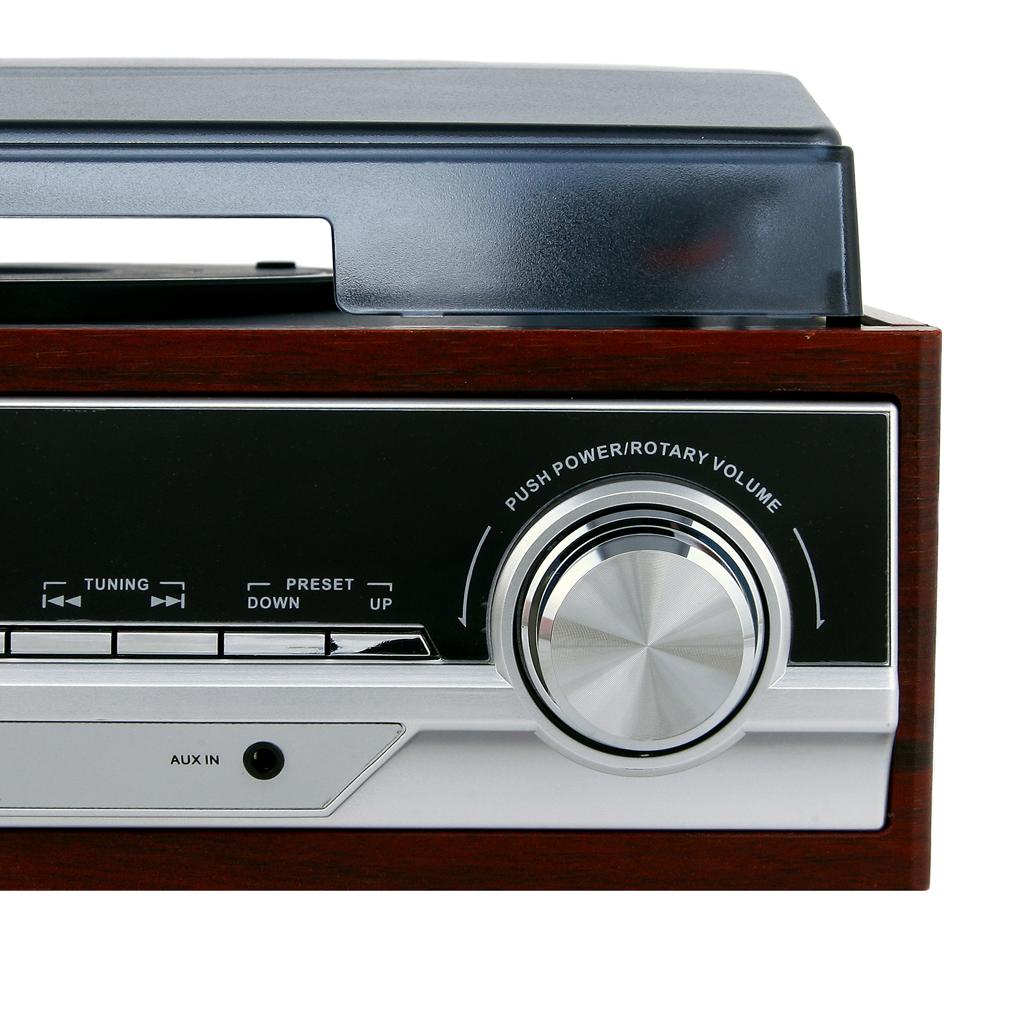 CAMRY CR1113 Tocadiscos Retro 33-45-78 RPM, Radio AM-FM, Estéreo, Despertador, Estilo Vintage, AUX 3,5 mm, Despertador, Pantalla LCD