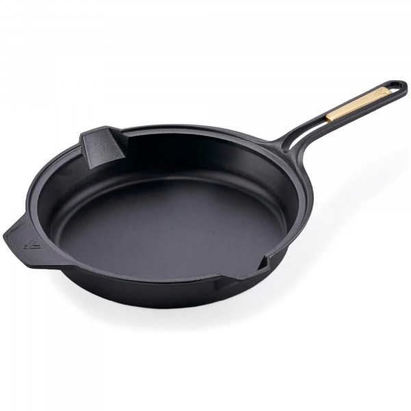 Victoria Sartén Hierro Fundido Curado Signature Gold Inducción 30cm, Apta Fuego, Barbacoa, Horno, Vitrocerámica, Cast Iron Skillet Curada para Crear Antiadherente Libre de Tóxicos sin PTFE ni PFOA