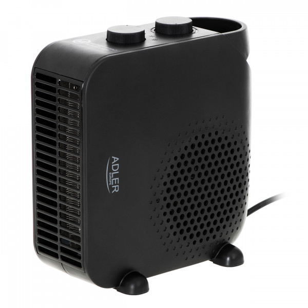 Adler AD7725B Calefactor Ventilador Eléctrico Portátil, Aire Caliente / Frío, 2 Niveles de Potencia, Termostato, Sistema de Seguridad contra Sobrecalentamiento,