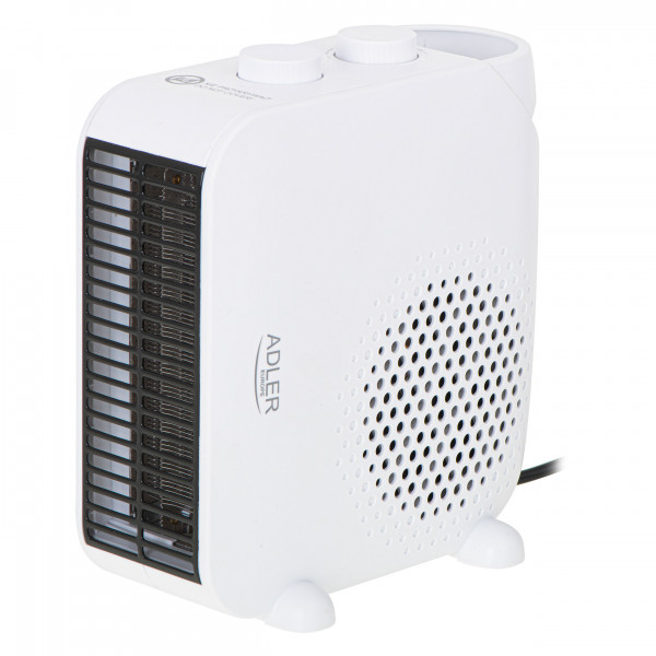 Adler AD7725W Calefactor Ventilador Eléctrico Portátil, Aire Caliente / Frío, 2 Niveles de Potencia, Termostato, Sistema de Seguridad contra Sobrecalentamiento, Calefacción Hogar, Camping, 2000W