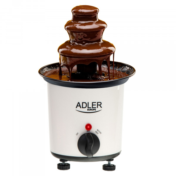 Adler AD 4487 Fuente de Chocolate, 3 Alturas, Capacidad 200 ml, Temperatura Máxima 80°C, Base Antideslizante con Pies Ajustables, Fondue Fruta, 30W