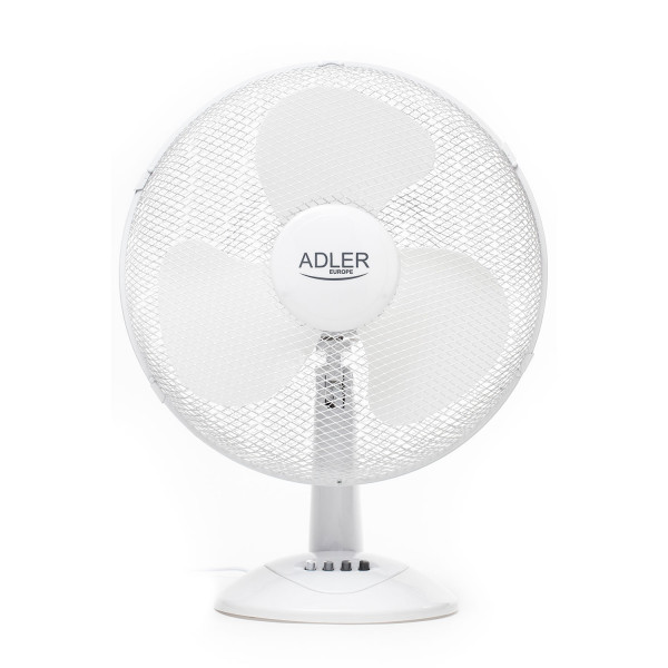 Adler AD7304 Ventilador de Mesa Silencioso, 40cm, Portátil, Oscilante, 3 velocidades, Orientación Ajustable, Blanco, 45W