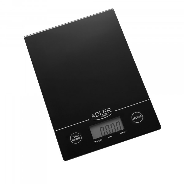 Adler AD3138B Báscula de Cocina Digital, 5 kg, pasos 1 g, Función Tara, Negra