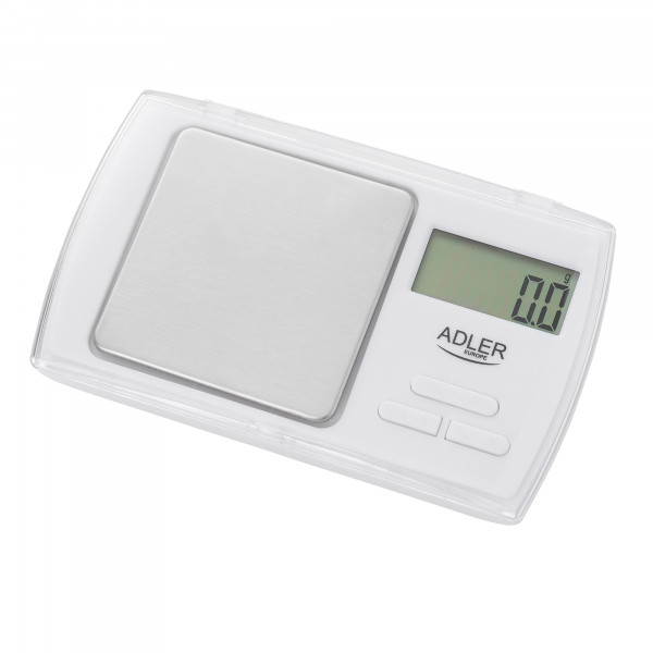 ADLER AD-3161 Balanza de Precisión de Bolsillo (500-0.01 g) Balanzas de Comida pequeñas, Balanzas de joyería eléctricas, Pantalla LCD, Acero Inoxidable