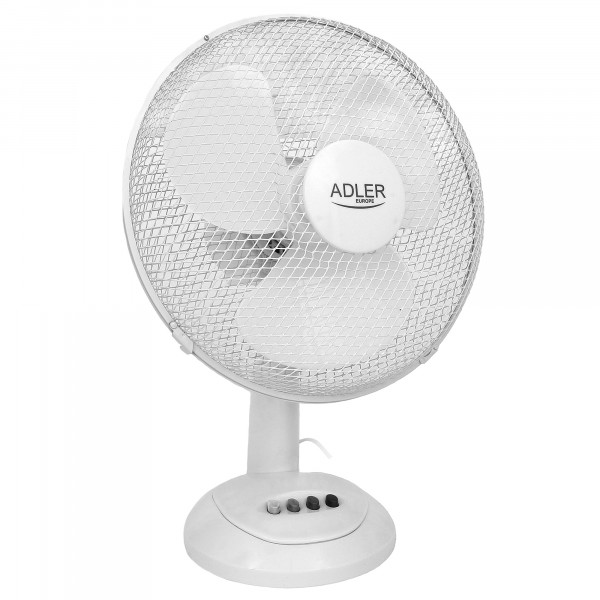 Adler AD7303 Ventilador de Mesa oscilante, Inclinable, 30 cm, 3 velocidades, blanco, 70W