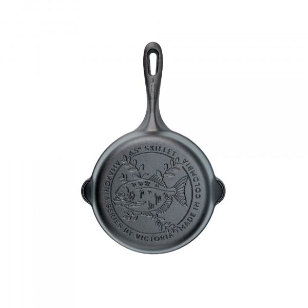 Victoria Sartén Hierro Fundido Curado Amazonía Piraña Inducción 16,5cm, Apta para Fuego, Barbacoa, Horno, Vitrocerámica, Gas, Cast Iron Skillet Libre de Tóxicos sin PTFE ni PFOA