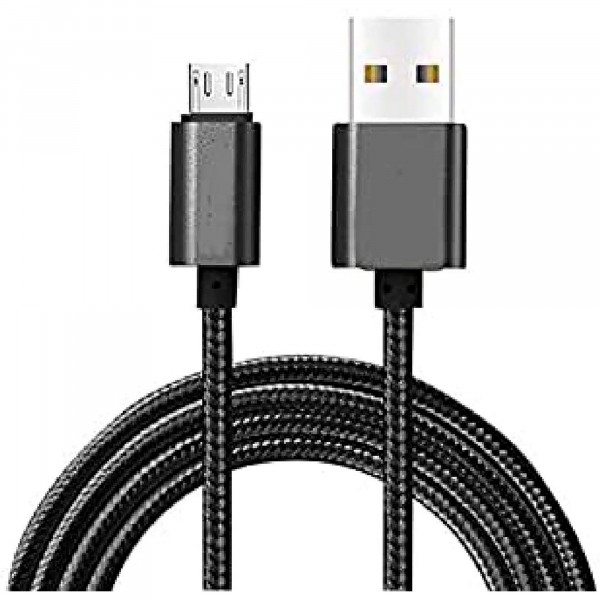 Blaupunkt BLP0203.133 Cable Cargador Micro USB a Macho USB, Carga Rápida, Nylon Trenzado, Cable Alimentación Android, Negro