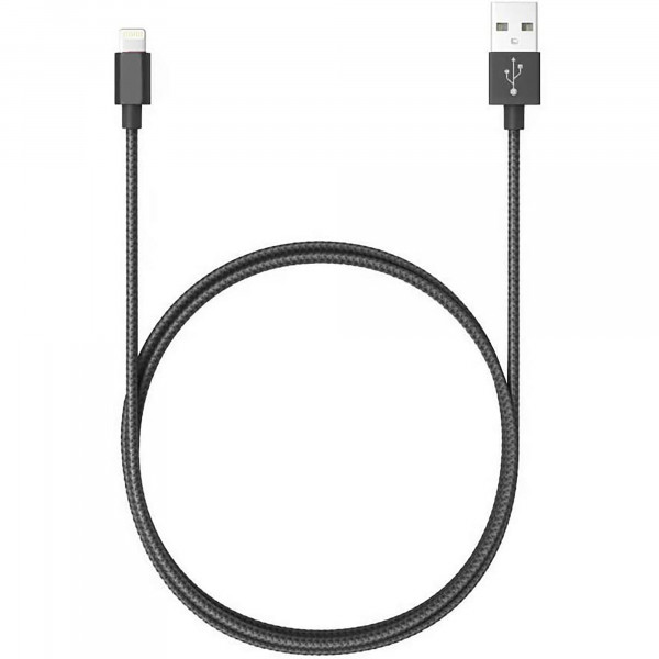 Blaupunkt BLP0213.133 Cable Cargador Lightning a Macho USB, Carga Rápida, Nylon Trenzado, 1,2m, Cable Alimentación IOS, Negro