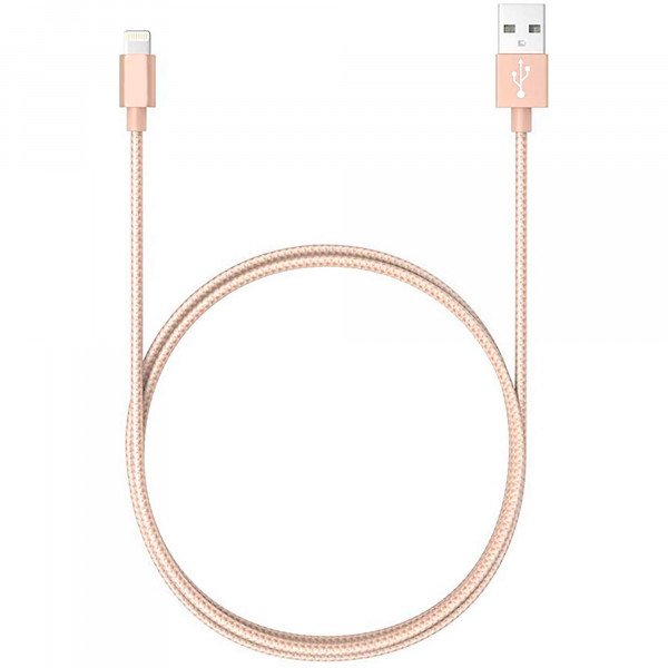 Blaupunkt BLP0213.191 Cable Cargador Lightning a Macho USB, Carga Rápida, Nylon Trenzado, 1,2m, Cable Alimentación IOS, Dorado