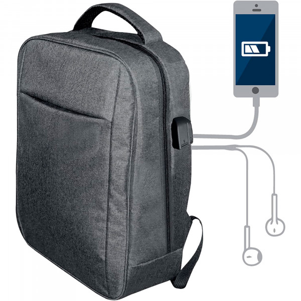 Blaupunkt BLP0280.143 Mochila con Cargador USB, Toma de auriculares, Cómoda, Resistente, Gris