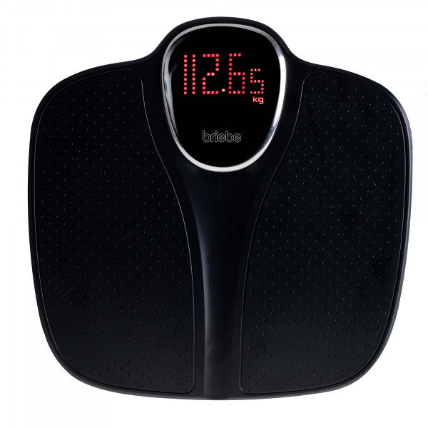 briebe Báscula de Baño Digital, Alta Precisión, Pantalla LCD, hasta 180Kg, Diseño Moderno, Encendido y Apagado Automático, Superficie Antideslizante, Modo Pesaje Bebés, Negro, SC1125B