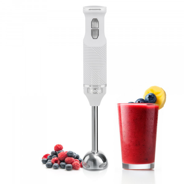 briebe Elegance Batidora de Mano 600W, 2 Velociades, Cuchillas de Acero Inoxidable, Pie Desmontable, Diseño Ergonómico y Elegante, Blanca