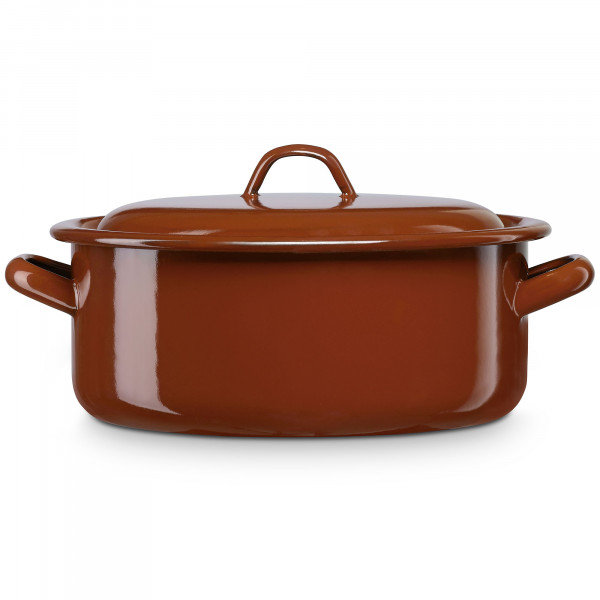 briebe Cacerola Inducción 18 cm, Cazuela 1,8 L con Tapa Acero Esmaltado Vitrificado, Apta Vitrocerámica, Fuego, Gas, Horno, Terra Vintage Marrón Teja