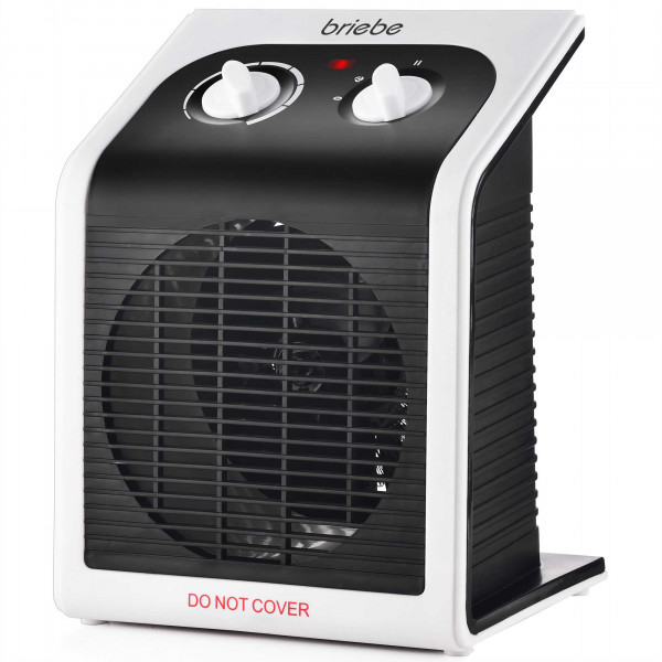 briebe Calefactor Ventilador Eléctrico Portátil, 2000W, Termoventilador Baño 2 Niveles de Potencia, Aire Frío/Caliente, Termostato Bajo Consumo, para Espacios hasta 20m², Negro