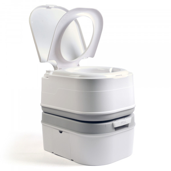 briebe Camp Comfort WC Inodoro Portátil Químico Adultos Potty 24L Camping, Camper, Auto Caravana, Water con Cisterna Descarga Agua 20L, Válvula Drenaje contra Fugas, Fácil de Limpiar y Vaciar, Blanco