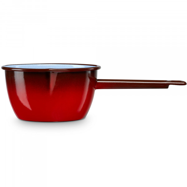 briebe Cazo Cocina con Pico Hervir Leche Acero Esmaltado 14 cm, Hervidor Vitrificado 1,10 L con Mango, Apto Inducción, Vitrocerámica, Fuego, Gas, Horno, Ignea Vintage Rojo