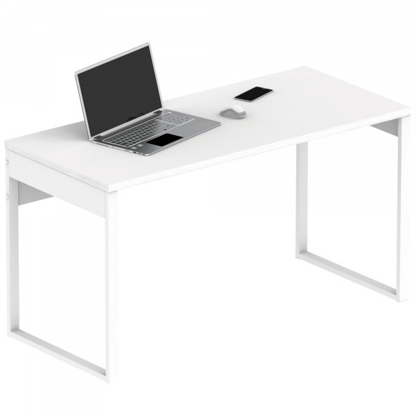 briebe Escritorio, Mesa de Ordenador Oficina, Estudio, Patas Estructura Metálica 76x135x60cm (Alto x Ancho x Profundo) Diseño Industrial, Desk, Smuk Blanco Atlas 