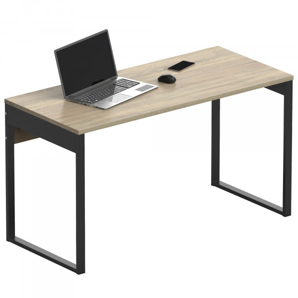 briebe Escritorio, Mesa de Ordenador Oficina, Estudio, Patas Estructura Metálica 76x135x60cm (Alto x Ancho x Profundo) Diseño Industrial, Desk, Smuk Roble Cambrian / Negro