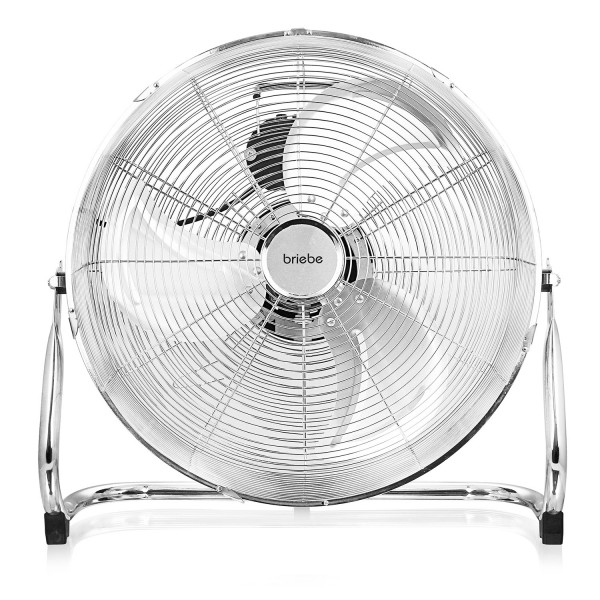 Briebe FN123149 Ventilador Industrial Suelo, 3 aspas Metálicas 45cm, Oscilación Interna, Silencioso, 3 velocidades, Sistema Seguridad, Cuerpo Cromado metálico