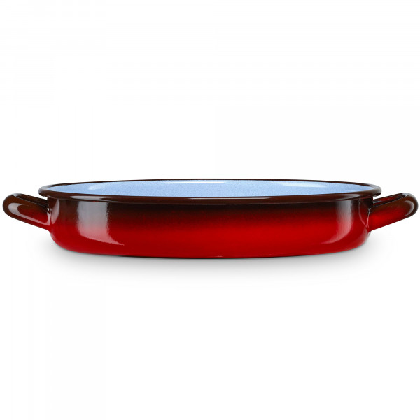 briebe Cacerola Baja Inducción 28 cm, Cazuela 3 L Fuente Acero Esmaltado Vitrificado Apta Vitrocerámica, Fuego, Gas, Horno, Restaurantes / Hogar, Ignea Vintage Rojo