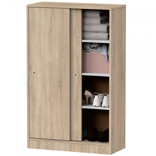 briebe Armario Dormitorio, Multiusos, Baño, Mueble Bajo Auxiliar Cocina, Zapatero, 2 Puertas Correderas 120x74x33 cm (Alto x Ancho x Profundo) Gran Capacidad, Nova, Roble Cambrian