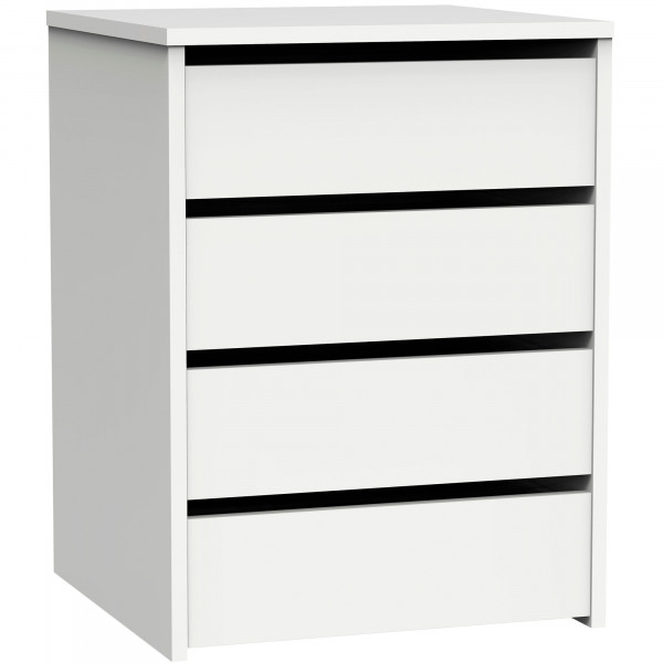 briebe Cajonera Armario Interior, Mesita de Noche, Cómoda Dormitorio, Sinfonier 4 Cajones, 63,5x46x45 cm (Alto x Ancho x Profundo) Escritorio Oficina, Clarity Blanco Brillo