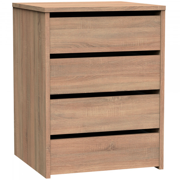 briebe Cajonera Armario Interior, Mesita de Noche, Cómoda Dormitorio, Sinfonier 4 Cajones, 63,5x46x45 cm (Alto x Ancho x Profundo) Escritorio Oficina, Nova Roble Cambrian