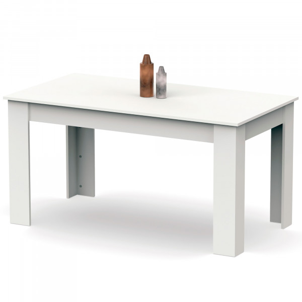 briebe Mesa Comedor Madera, Salón o Cocina para 4 - 6 Personas 77x140x80 cm (Alto x Ancho x Profundo) Muebles Diseño Moderno, Opal Blanco 