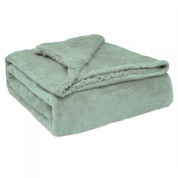 Briebe Manta Sofá Invierno Grande Sedalina Lisa y Borreguito Polar Sherpa 220x240cm, Plaid Calentita, Gruesa y Extra Suave 100% Microfibra, Lavable a Máquina, Reversible para Cama Doble, Gris Claro