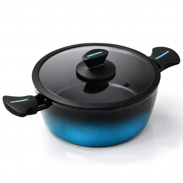 briebe MARE Cacerola Inducción, Acero Forjado 24 cm, Antiadherente Libre PFOA, Cazuelas Profesionales, Alta Resistencia, Aptas Para Todo Tipo de Fuegos, Tapa de Cristal, Fabricada en España