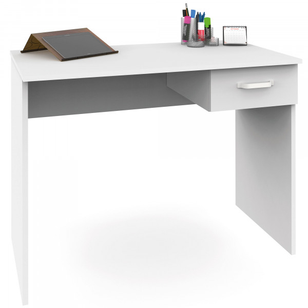 briebe Mesa Escritorio Ordenador Pequeña 75x90x50cm (Alto x Ancho x Profundo), 1 Cajón Almacenamiento, Oficina, Habitación Juvenil, Desk, Tocador, Prakt Blanco