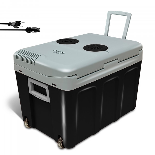 briebe Nevera Portátil Eléctrica de Viaje para Coche, Camping, 12V / 220V, Capacidad 40 L, Ruedas, Refrigera, Mantiene el Calor, Modo Bajo Consumo, Negro