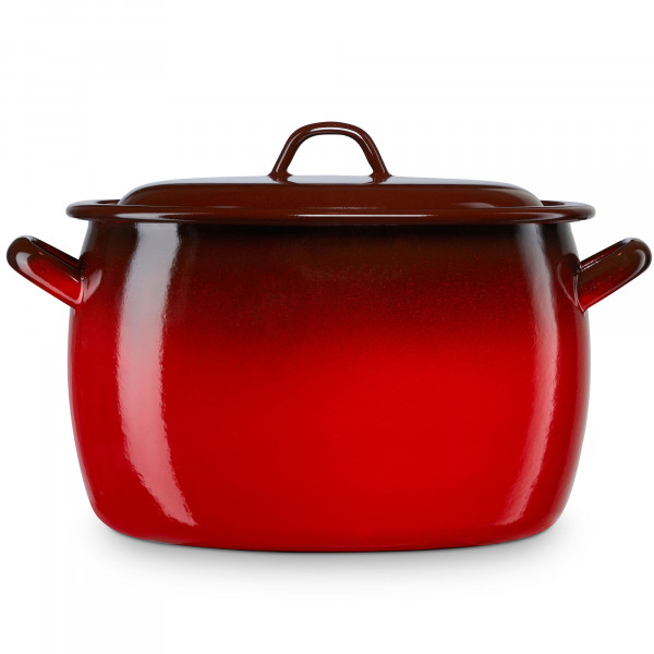 briebe Olla Abombada Cocina Inducción 36 cm, Cazuela 30 L Grande con Tapa Acero Esmaltado Vitrificado Apta Vitrocerámica, Fuego, Gas, Horno, Ignea Vintage Rojo