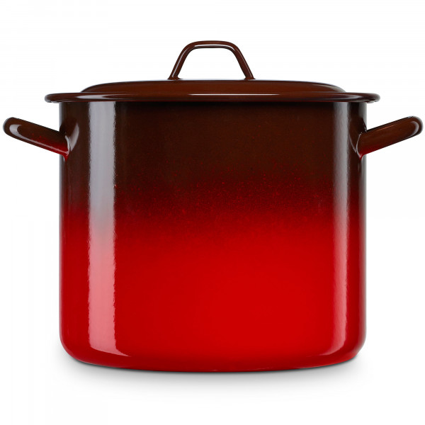 briebe Olla Alta Cocina Inducción 28 cm, Cazuela 13L Grande con Tapa Acero Esmaltado Vitrificado, Apta Vitrocerámica, Fuego, Gas, Horno, Ignea Vintage Rojo