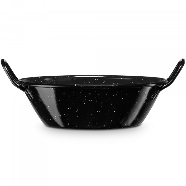 briebe Paellera Honda Inducción 22 cm, Acero Esmaltado, Cazuela 1,7 L, Apta para Vitrocerámica, Fuego, Gas, Horno, Levante Negro Jaspeado