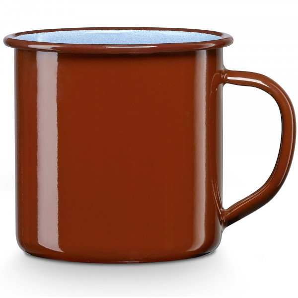 briebe Taza Café Camping 10 cm Pote Acero Esmaltado 0,75 ml, Acampada, Picnic, Viajes, Senderismo, Apta Fuego, Inducción, Vitrocerámica, Gas, Horno, Vintage Terra Marrón Teja