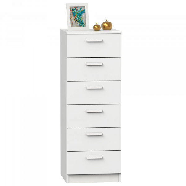 briebe Sinfonier Dormitorio Alto, Cómoda, Cajonera 6 Cajones, 110x40x40 cm (Alto x Ancho x Profundo), Habitación Matrimonio, Juvenil, Infantil, Nova Blanco