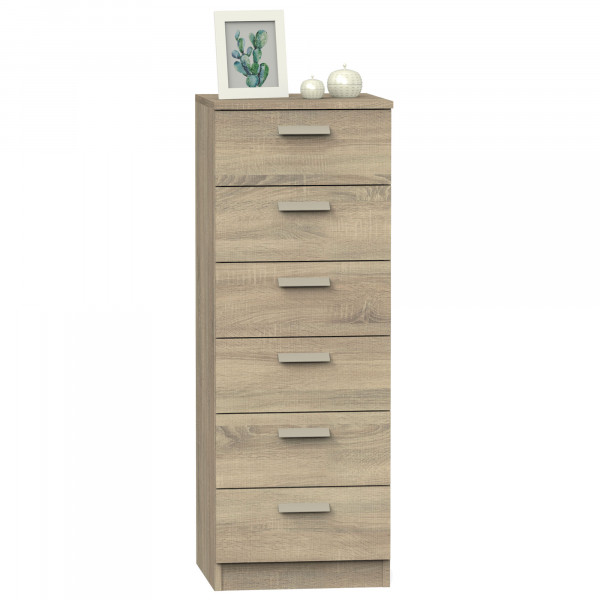 briebe Sinfonier Dormitorio Alto, Cómoda, Cajonera 6 Cajones, 110x40x40 cm (Alto x Ancho x Profundo), Habitación Matrimonio, Juvenil, Infantil, Nova Roble Cambrian