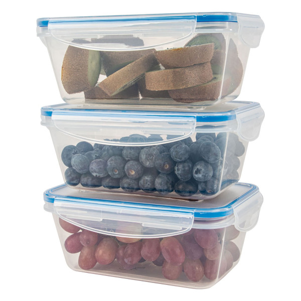 classbach Juego 3 Recipientes Plástico con Tapa, 100% Herméticos, Fiambrera Comida, Tuppers, Contenedor Meal Prep Almacenamiento Adecuados Lavavajillas, Microondas, Congelador, C-FHD 4006 K