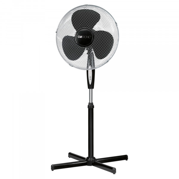 Clatronic VL3741S Ventilador de Pie 40 cm, Silencioso, Mando a Distancia, Temporizador, Inclinación y Altura Regulables, 45W, Negro