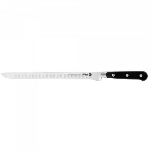 Fagor Couper Cuchillo Cocina Profesional Jamonero con Punta 25 cm Hoja Acero Inoxidable Grosor 2 mm, para Cortar Finas Lonchas de Jamón, Mango Ergonómico