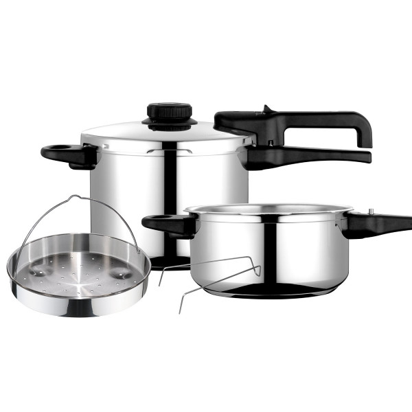 Fagor Dual Xpress Olla a Presión 6 + 4 Litros, Inducción, Express Super Rápida, Acero Inox. 18/10, Todo Tipo Cocinas, Fondo Termodifusor, Regulador de Presión, 5 Sistemas Seguridad