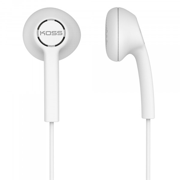 Koss KE5 Auriculares con Cable, Cascos Intraurales In Ear de Botón, Earphones Ligeros Compatibles con Smartphones, Earbuds, Sonido con Graves de Calidad, Conexión Jack 3,5mm, Blanco