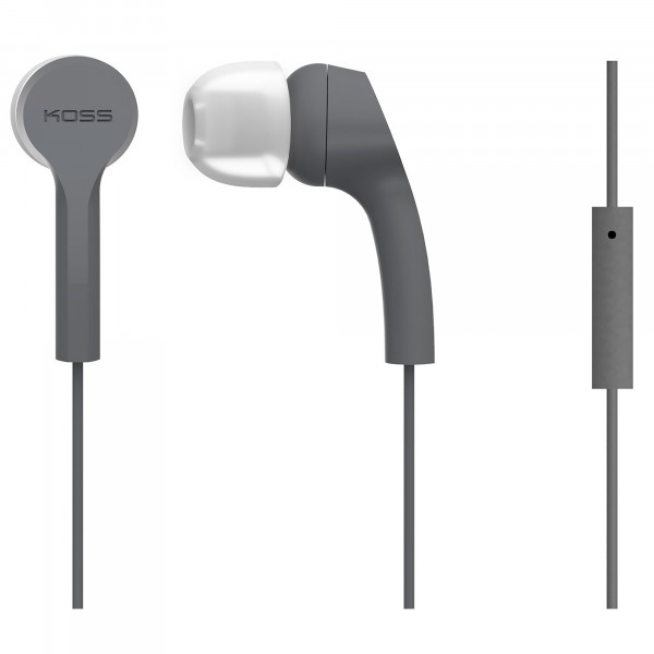 Koss KEB9i Auriculares con Cable y Micrófono, Cascos Intraurales In Ear de Botón, Earphones Ligeros Compatibles con Smartphones, Earbuds, Sonido con Graves de Calidad, Conexión Jack 3,5mm, Gris