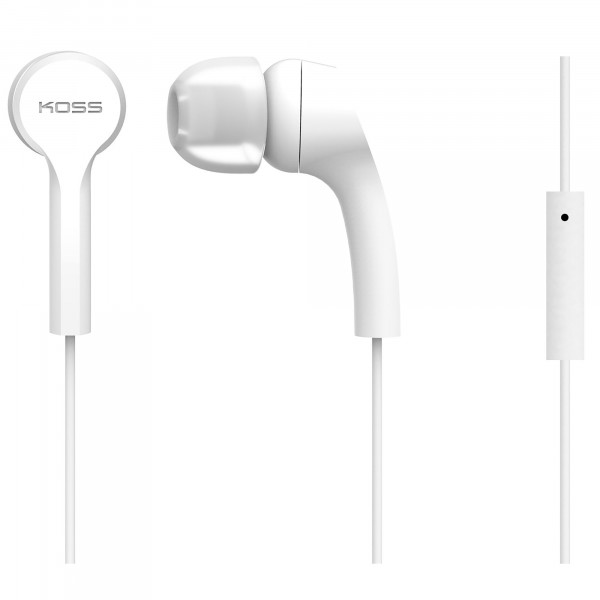 Koss KEB9i Auriculares con Cable y Micrófono, Cascos Intraurales In Ear de Botón, Earphones Ligeros Compatibles con Smartphones, Earbuds, Sonido con Graves de Calidad, Conexión Jack 3,5mm, Blanco